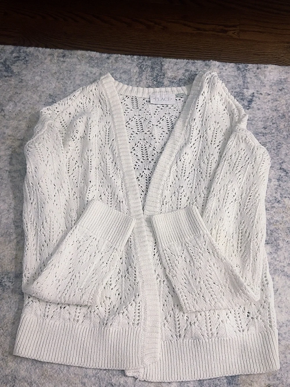 The Children's Place Cream Openwork V‑Neck Cardigan